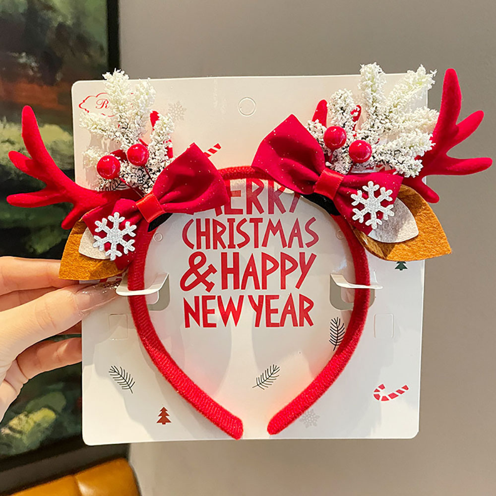 Reindeer Antlers Headband - เครื่องประดับผมน่ารัก เป็นมิตรกับสิ่งแวดล้อม ที่คาดผมเขากวางเรนเดียร์ ที่คาดผมคริสต์มาส ที่คาดผมกำมะหยี่สีแดงปลอดสารพิษ