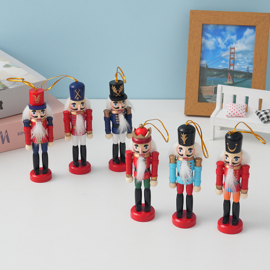 Nutcracker Figurine - ชุด 6 ชิ้น ตุ๊กตาทหารไม้คริสต์มาส ของตกแต่งงานปาร์ตี้คริสต์มาส ของขวัญชิ้นเล็ก