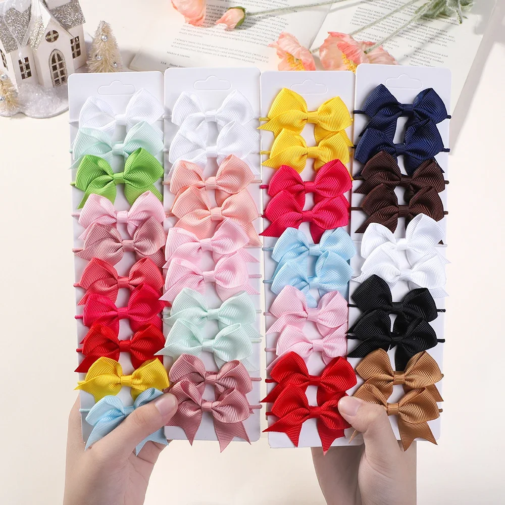 Ribbon Bow Gift - 10 ชิ้น Bows ผมยางรัดผมริบบิ้น Pigtail Grosgrain