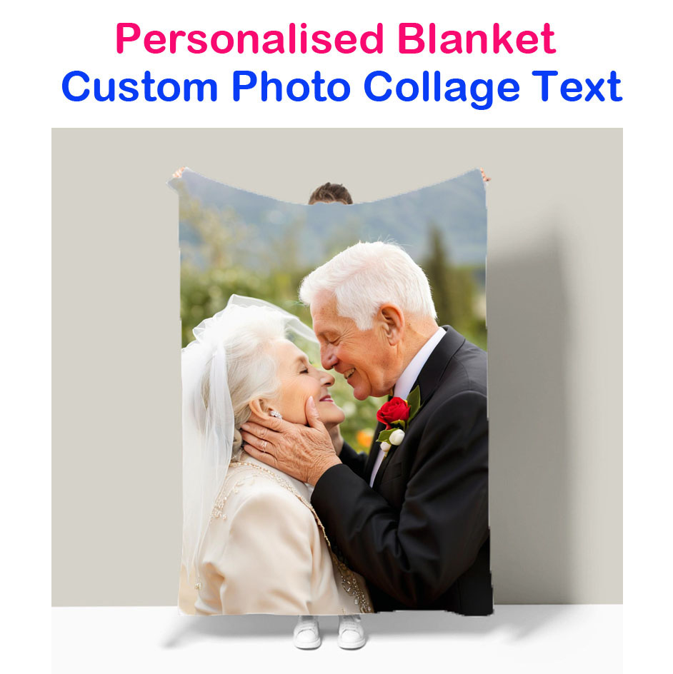Christmas Throw Blanket - ผ้าห่มโซฟาผ้าฟลานเนลแบบปรับแต่งได้พร้อมภาพถ่ายงานแต่งงานแบบคอลลาจ ผ้าคลุมเตียงแบบส่วนตัว ของขวัญวันคริสต์มาสและวันเกิด