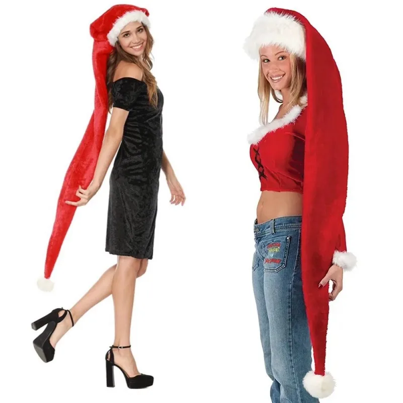 Santa Hat Plush - หมวกซานต้าผ้าพลัชเนื้อนุ่มพิเศษสำหรับผู้ใหญ่ หมวกคอสตูมคริสต์มาสแบบยูนิเซ็กส์ อุปกรณ์เสริมสำหรับงานปาร์ตี้คริสต์มาส ของขวัญปีใหม่สำหรับผู้ชายและผู้หญิง