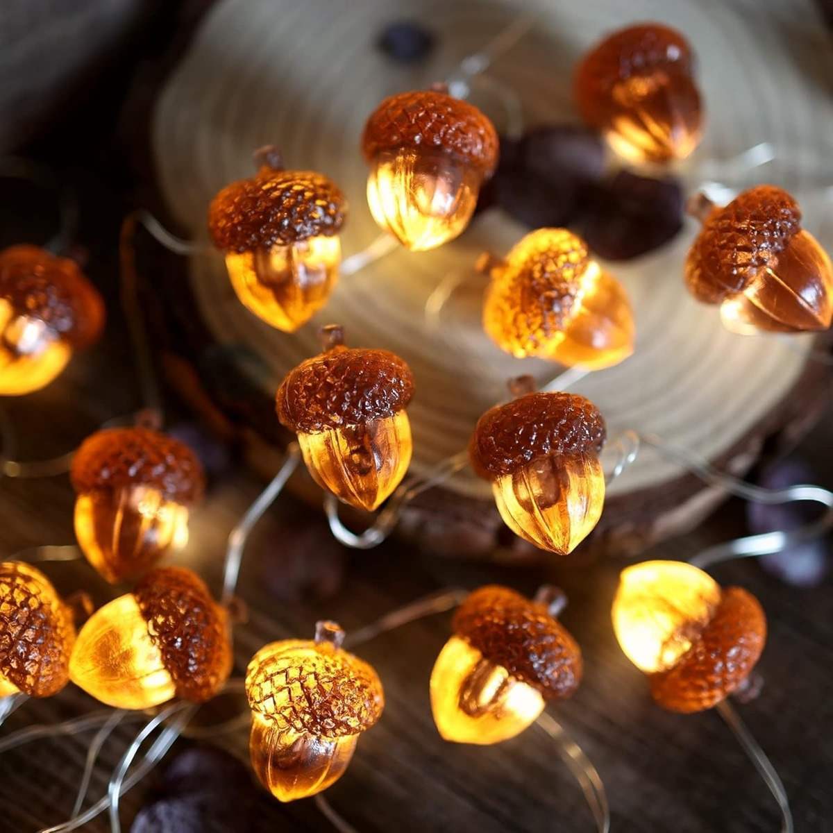 Led Fairy String Lights - 30 LEDs Acorn String Lights ตกแต่งวันขอบคุณพระเจ้า