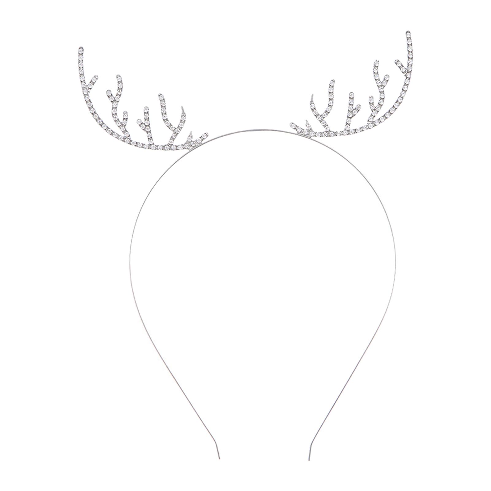 Reindeer Antlers Headband - ที่คาดผมเขากวางประดับกลิตเตอร์คริสต์มาส ที่คาดผมประดับเพชรสำหรับงานปาร์ตี้ ผู้หญิง ตกแต่งฮาโลวีน วันหยุด