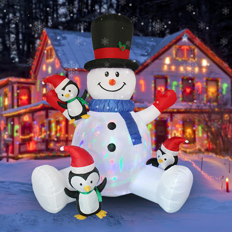 Christmas Lights Outdoor - คริสต์มาส Inflatable Snowman Penguin ซ้อน Arhat