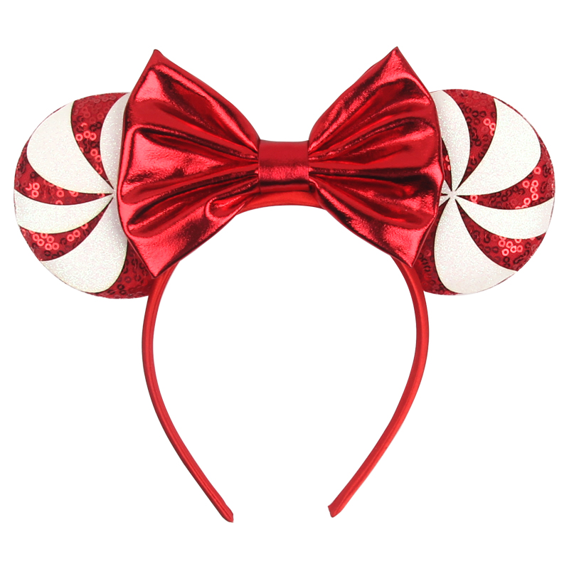 Ribbon Bow Gift - ที่คาดผมหูมิกกี้เมาส์ ปี 2026 ประดับโบว์เลื่อมลายเกล็ดหิมะสำหรับเทศกาลคริสต์มาส เหมาะสำหรับผู้หญิงและเด็กผู้หญิง ใช้สำหรับงานปาร์ตี้