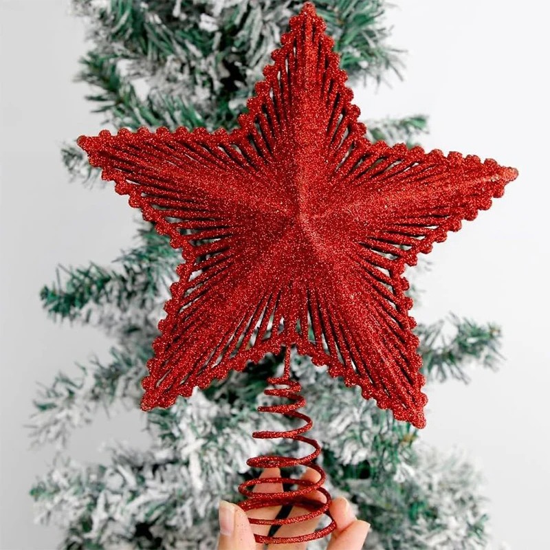25 ซม.สีแดงGlitterต้นคริสต์มาส - Star Tree Topper บทวิจารณ์และราคา