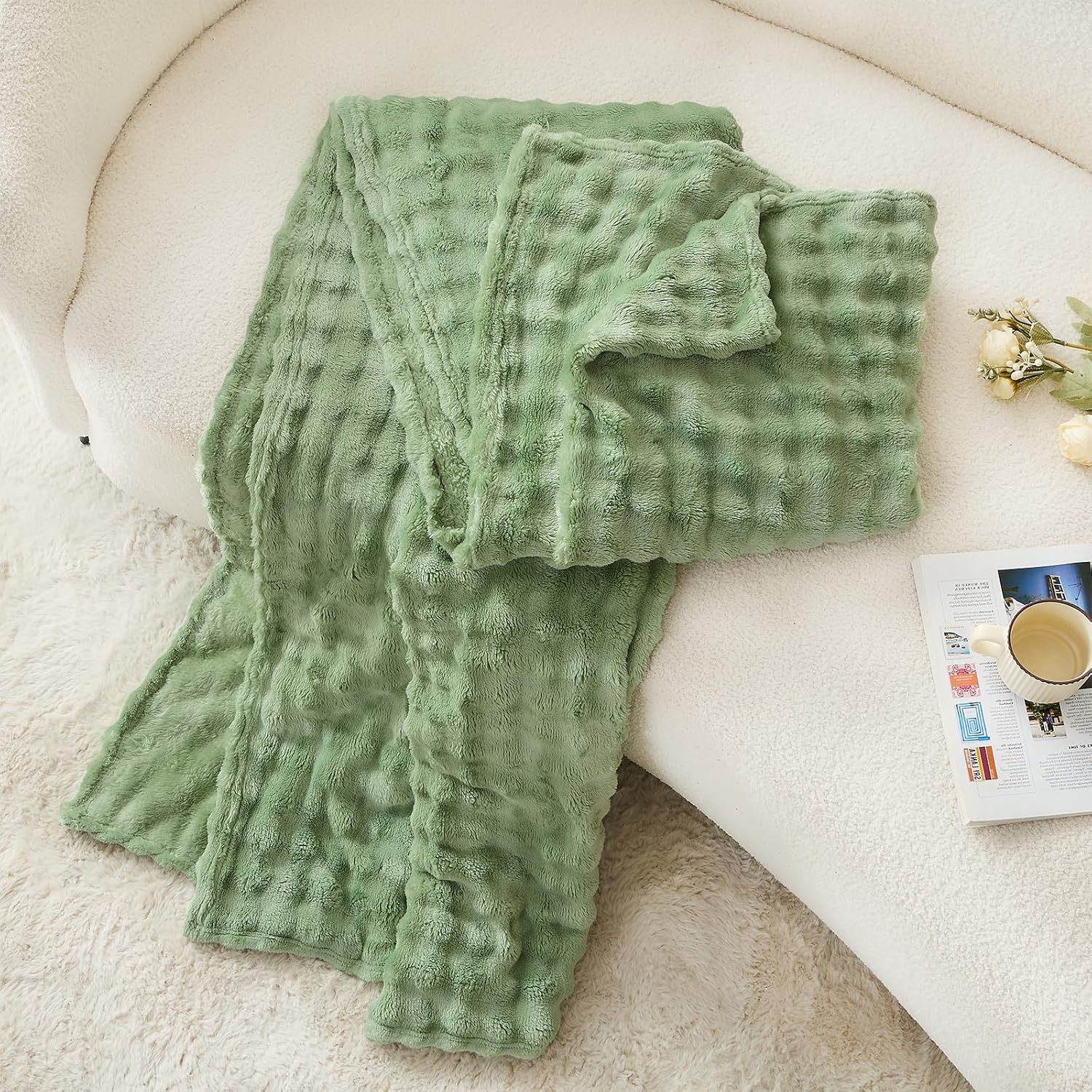 ผ้าห่มฟลีซสีเขียวเซจสำหรับโซฟา - Christmas Throw Blanket บทวิจารณ์และราคา