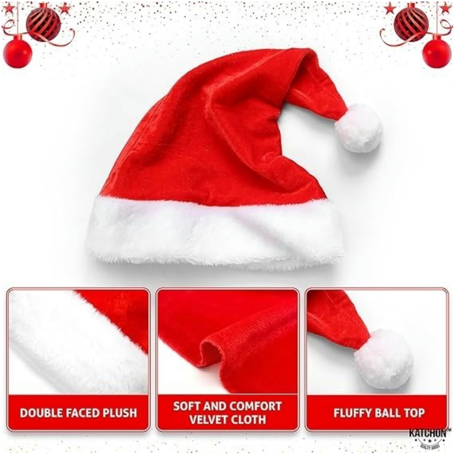 ชุดหมวกซานต้าสีแดงปุยพร้อมปีกก - Santa Hat Plush บทวิจารณ์และราคา