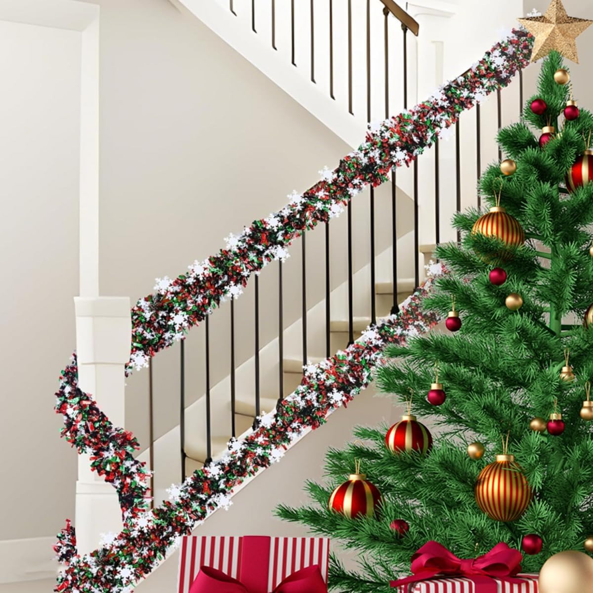 พวงมาลัยประดับคริสต์มาสสีเขียว - Tinsel Garland Decoration บทวิจารณ์และราคา
